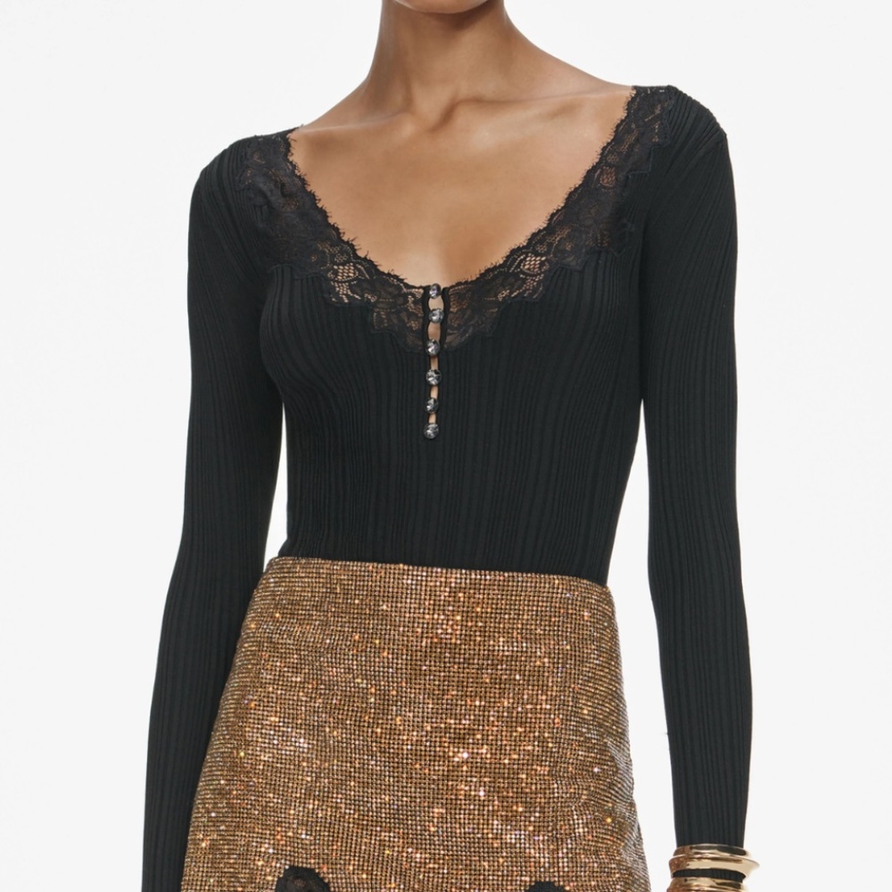 self-portrait Brown Crystal Chainmail Mini Skirt - Size: XS MSRP $645 - NWT - Picture 4 of 6